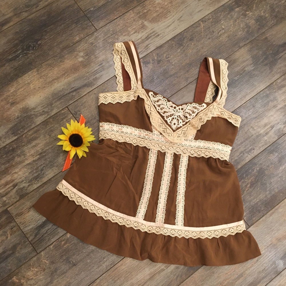 Nanette Lepore silk/lace boho top